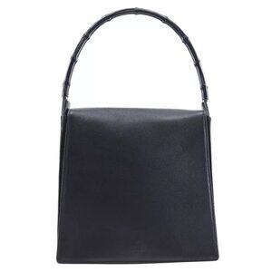 GUCCI Bamboo Shoulder Bag  black Calfskin Women